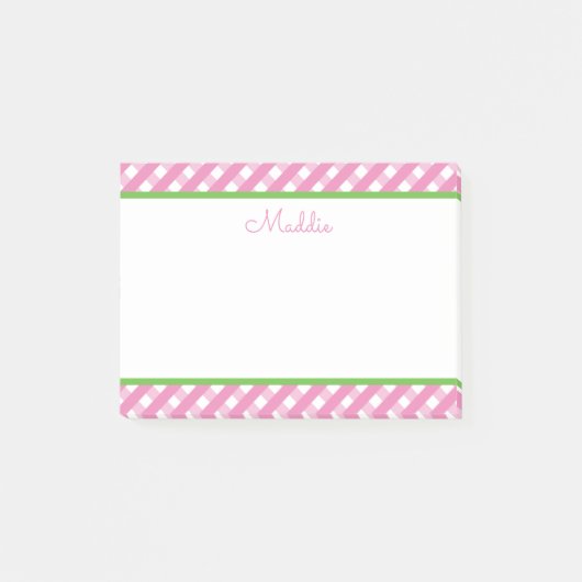 Bloc-notes Post-it personnalisé En vichy mignon (Devant)