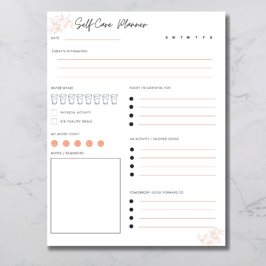 Bloc-notes pour autosoins quotidiens