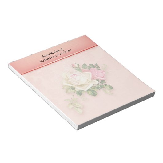 Bloc-notes pour bouquet rose et blanc (Incliné)