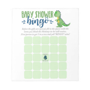 Bloc-notes pour carte de bingo Baby shower Dinosau