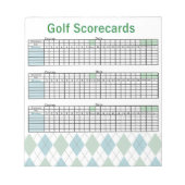 Bloc-notes pour cartes de performance golf (Devant)