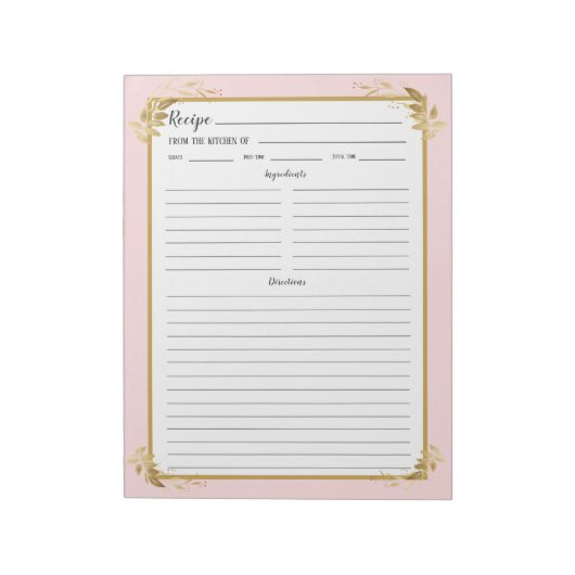 Bloc-notes pour Classeur de recette de feuillage r (Tourné)