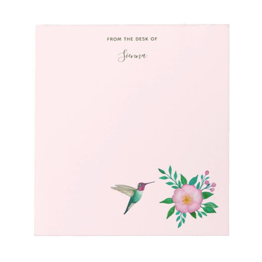 Bloc-notes pour colibri et Rose sauvage personnali (Devant)