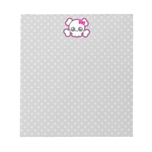 Bloc-notes pour crâne rose Kawaii (Devant)