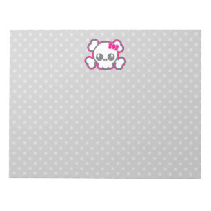 Bloc-notes pour crâne rose Kawaii