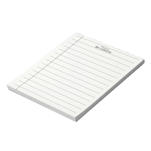 Bloc-notes pour enseignant à lignes simples (Tourné)