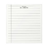 Bloc-notes pour enseignant à lignes simples (Devant)