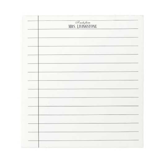 Bloc-notes pour enseignant à lignes simples (Devant)