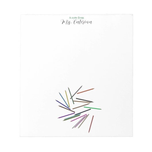 Bloc-notes pour enseignant aux crayons de couleur (Devant)