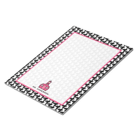 Bloc-notes pour enseignant Houndstooth & Pink (Incliné)