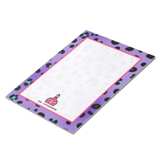 Bloc-notes pour enseignant Léopard Violet (Incliné)