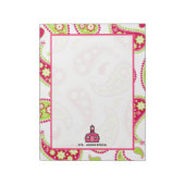 Bloc-notes pour enseignant rose et vert Paisley (Tourné)