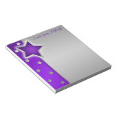 Bloc-notes pour étoiles d'argent et de violet (Incliné)