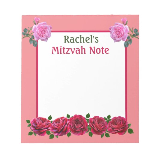 Bloc-notes pour filles avec note de Mitzvah et ros (Devant)