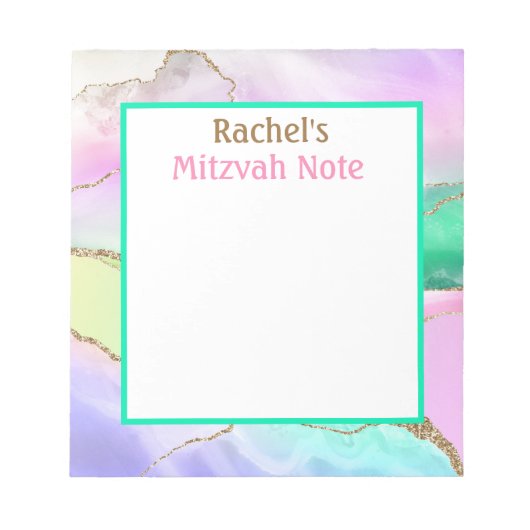 Bloc-notes pour filles de notes de Mitzvah en agat (Devant)