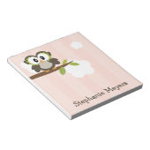 Bloc-notes pour hibou rose personnalisé (Incliné)