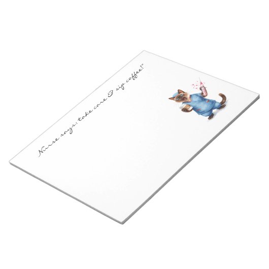 Bloc-notes pour infirmière avec un mignon café pou (Incliné)