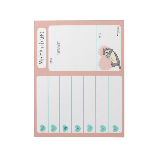 Bloc-notes pour la planification du repas hebdomad (Tourné)