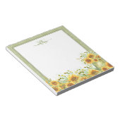 Bloc-notes pour le monogramme des tournesols rusti (Incliné)