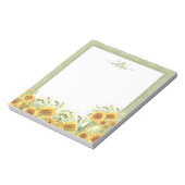 Bloc-notes pour le monogramme des tournesols rusti (Tourné)