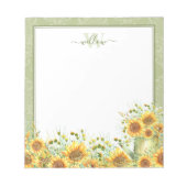 Bloc-notes pour le monogramme des tournesols rusti (Devant)