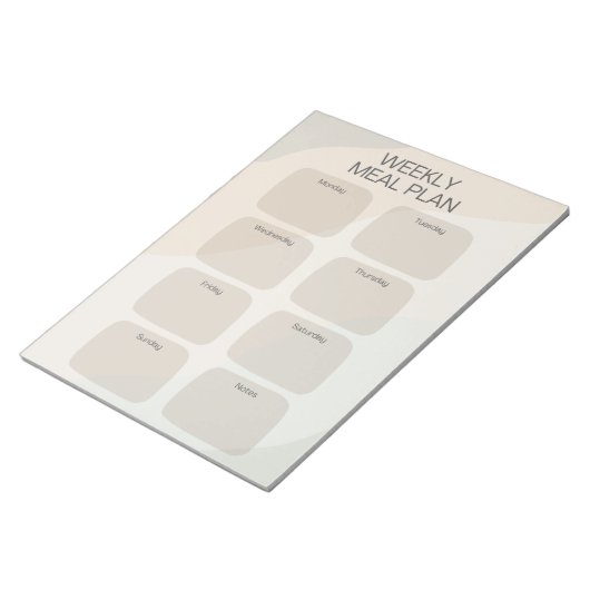 Bloc-notes pour le régime de repas hebdomadaire Bo (Incliné)