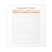 Bloc-notes pour le suivi des affectations des étud (Devant)