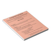 Bloc-notes pour les instructions de poste dentaire (Incliné)