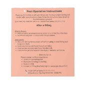 Bloc-notes pour les instructions de poste dentaire (Devant)