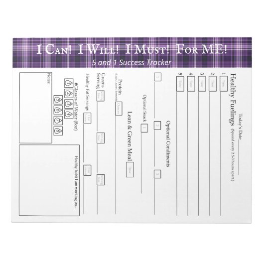 Bloc-notes pour moi 5 Plus 1 Daily Food Tracker (Devant)