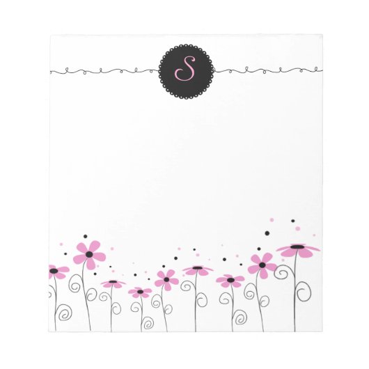 Bloc-notes pour monogramme Customisé Floral Whimsy (Devant)