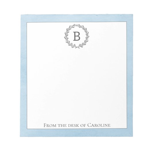 Bloc-notes pour monogramme de couronne bleue (Devant)