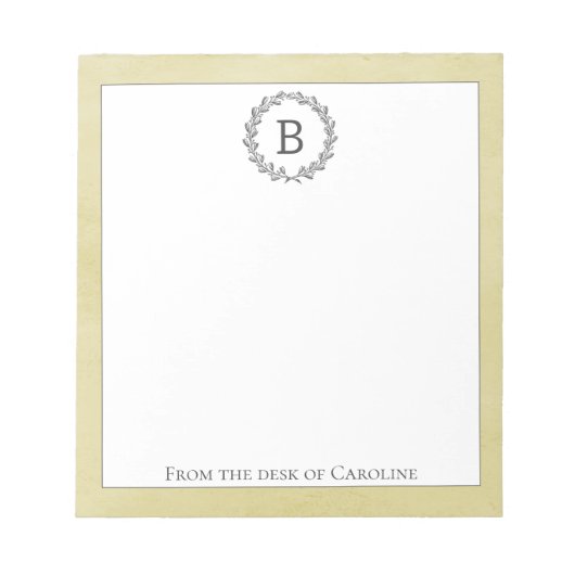 Bloc-notes pour monogramme de couronne jaune (Devant)