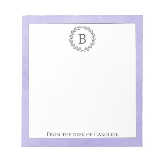 Bloc-notes pour monogramme de couronne violette (Devant)