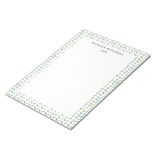 Bloc-notes pour Motif d'aquarelle bleu et vert (Incliné)