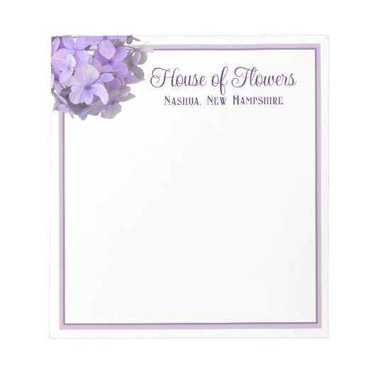 Bloc-notes pour nom commercial Lavender Hydrangea (Devant)