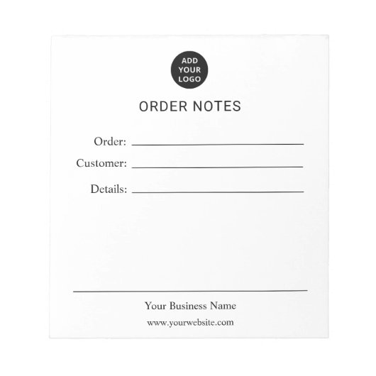 Bloc-notes pour notes de commande personnalisées (Devant)