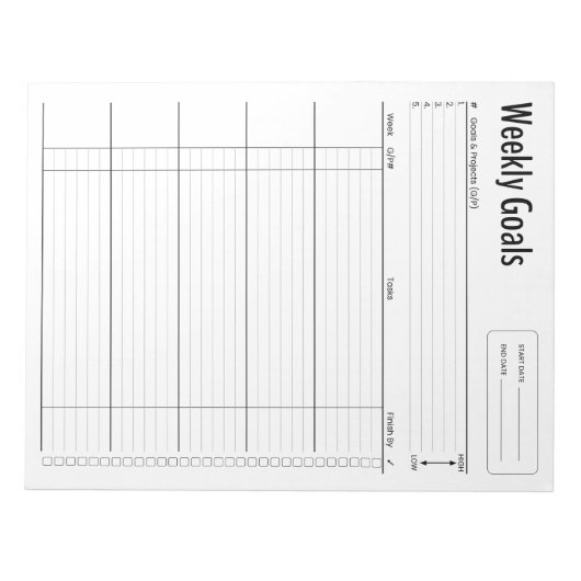 Bloc-notes pour objectifs hebdomadaires (Devant)