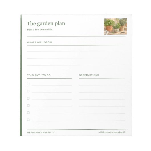 Bloc-notes pour plan de jardin (Devant)