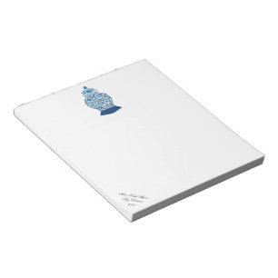 Bloc-notes pour pot de gingembre bleu et blanc