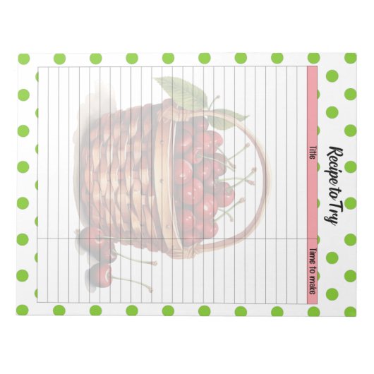 Bloc-notes pour recette de cerise mignonne (Devant)