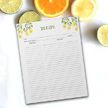 Bloc-notes pour recettes culinaires tropicales au<br><div class="desc">Un simple bloc-notes avec des citrons aquarelles pour l'organisation des recettes.</div>