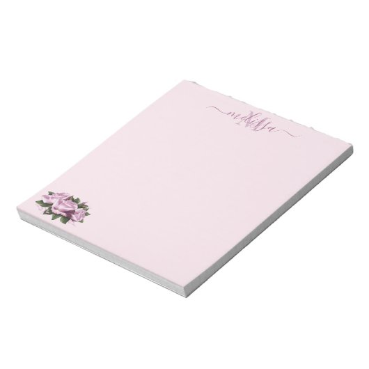 Bloc-notes pour Rose de lavande Pastel Monogram (Tourné)