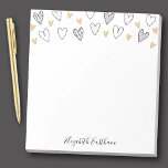 Bloc-notes pour script féminin Black Gold Heart<br><div class="desc">Un mignon bloc-notes aux coeurs noirs et dorés dessinés à la main. Personnalisez-le pour la Saint Valentin ou pour toute occasion. Fait Chic et papeterie girly. Conçu pour vous par Blackberry Boulevard.</div>