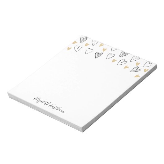 Bloc-notes pour script féminin Black Gold Heart (Tourné)