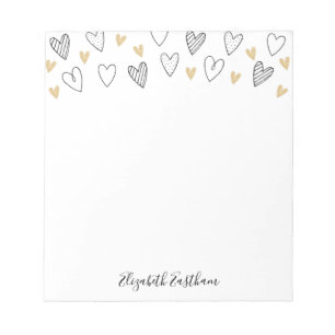 Bloc-notes pour script féminin Black Gold Heart