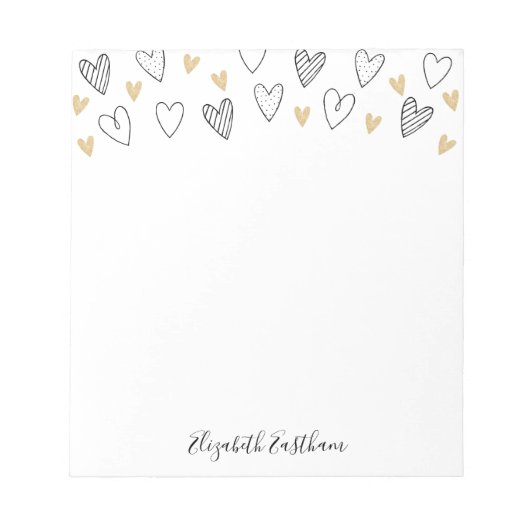 Bloc-notes pour script féminin Black Gold Heart (Devant)