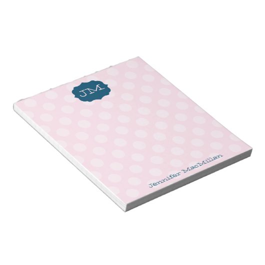 Bloc-notes préppie monogramme, Pink & Navy, (Incliné)