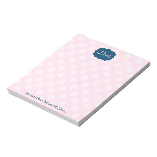 Bloc-notes préppie monogramme, Pink & Navy, (Tourné)