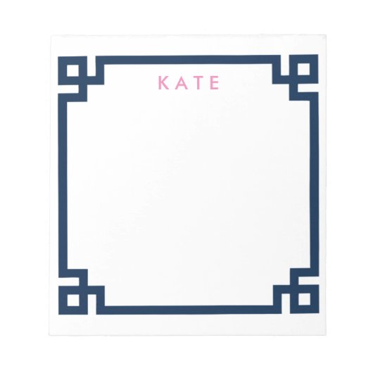 Bloc-notes Preppy Desk avec motif à clé grecque (Devant)